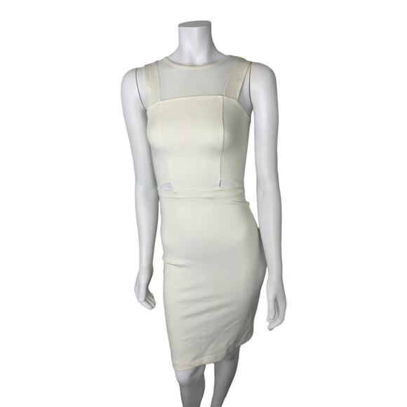 French Connection sleeveless bodycon mesh dress cream white knee length size 2 - Picture 1 of 6